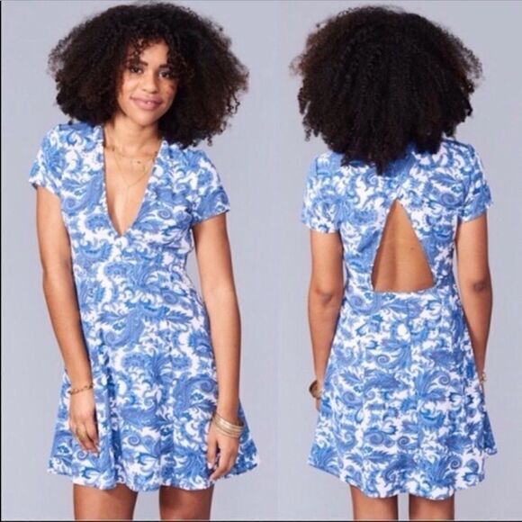 Show Me Your Mumu Ibiza Blue Mini Dress - Picture 1 of 9